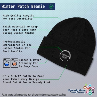 Skullies & Beanies Custom Patch Beanie Pembroke Welsh Corgi Dog B Embroidery Acrylic - Black - C5186HHTZ9A $16.12