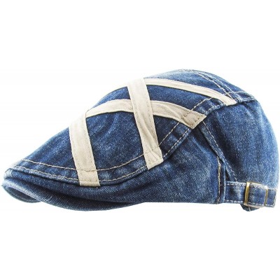 Newsboy Caps Classic Solid Cotton Denim Newsboy Ivy Gatsby Cabbie Ascot Hat Cap Adjustable - (211) Blue Denim - CK12E2UNC5Z $...