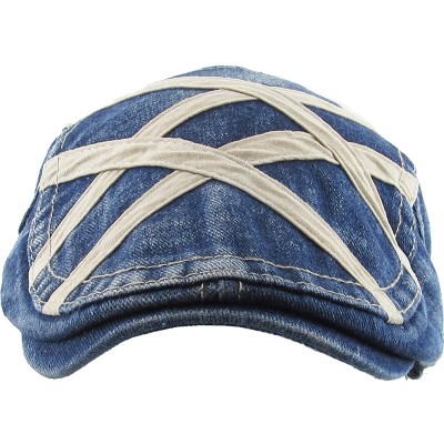 Newsboy Caps Classic Solid Cotton Denim Newsboy Ivy Gatsby Cabbie Ascot Hat Cap Adjustable - (211) Blue Denim - CK12E2UNC5Z $...