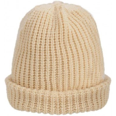 Skullies & Beanies 2017 Men Women Hats Warm Winter Knit Ski Beanie Skull Slouchy Cap Hat (Beige- one Size) - Beige - CQ1880TM...