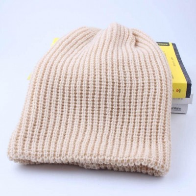 Skullies & Beanies 2017 Men Women Hats Warm Winter Knit Ski Beanie Skull Slouchy Cap Hat (Beige- one Size) - Beige - CQ1880TM...