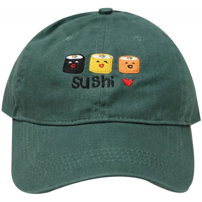 Baseball Caps Sushi Love Cotton Baseball Dad Caps - Hunter Green - C217Y049NEI $12.14