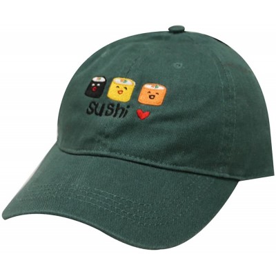 Baseball Caps Sushi Love Cotton Baseball Dad Caps - Hunter Green - C217Y049NEI $12.14