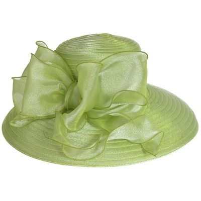 Bucket Hats Lady Derby Dress Church Cloche Hat Bow Bucket Wedding Bowler Hats - Wide Brim-green - CN17YTQX4T6 $23.28