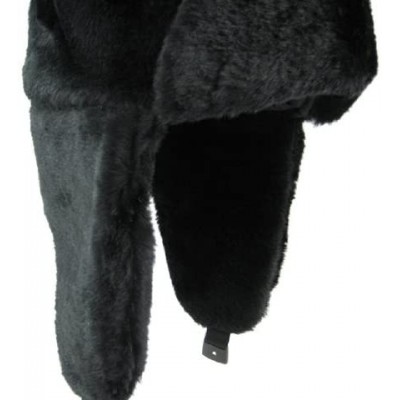Bomber Hats Trooper Ear Flap Cap w/Faux Fur Lining Hat - Black Full Fur - CG1147AI8CH $24.98