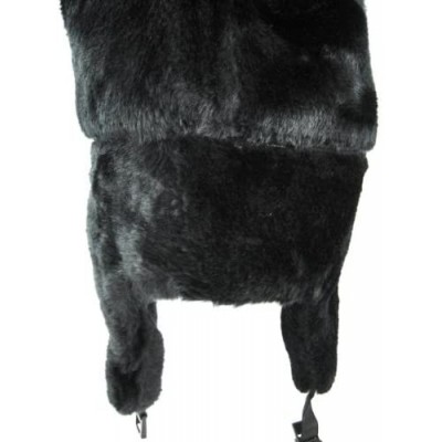 Bomber Hats Trooper Ear Flap Cap w/Faux Fur Lining Hat - Black Full Fur - CG1147AI8CH $24.98