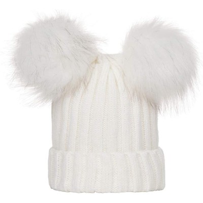 Skullies & Beanies Look! Casual Knit Hat Beanie Hairball Baby Boys Girls Winter Solid Color Warm Cap - White - CF18KZZQCYD $1...