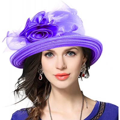 Sun Hats Womens Tea Party Church Baptism Kentucky Derby Dressy Hat - Purple - CA17XHT9T9U $25.05