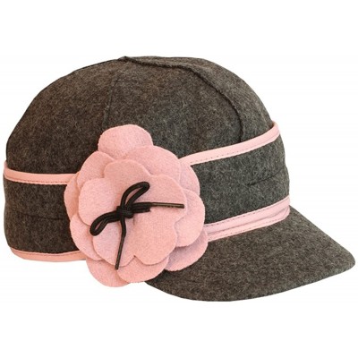 Baseball Caps Petal Pusher Cap - Decorative Wool Hat with Earflap - Charcoal - C8119L8I3WL $47.47