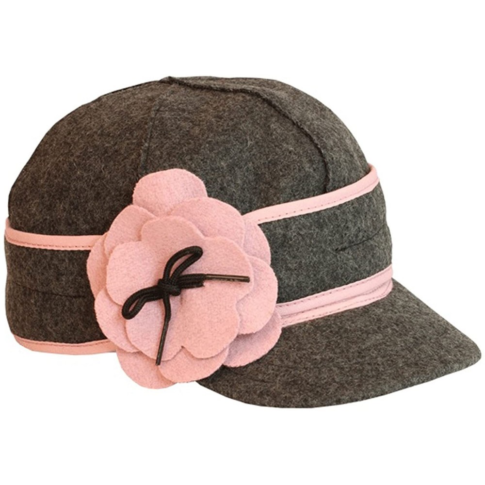 Baseball Caps Petal Pusher Cap - Decorative Wool Hat with Earflap - Charcoal - C8119L8I3WL $47.47