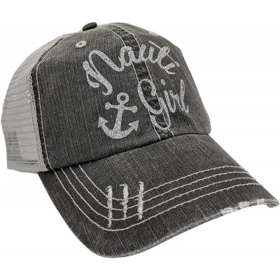 Baseball Caps Women's Nauti Girl Distressed Bling Baseball Cap - Grey/Silver - CU18CE5LOQ6 $21.56