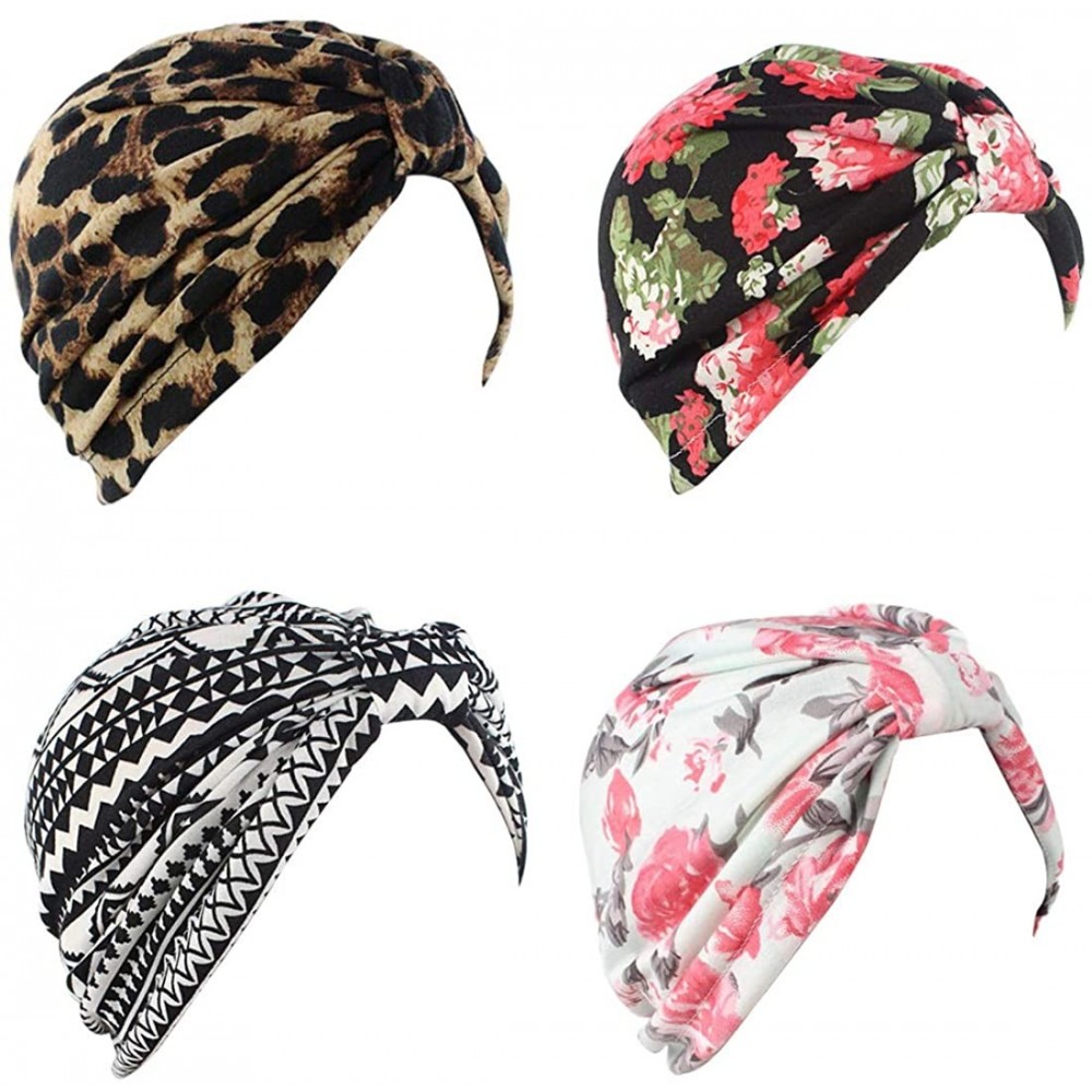 Skullies & Beanies 1Pack/2Packs Women Turban African Pattern Headwrap Beanie Pre-Tied Bonnet Chemo Cap Hair Loss Hat - Z - 4p...