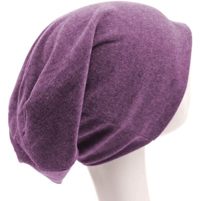 Skullies & Beanies Women Men Beanies Hat Cotton Stretch Slouchy Beanie Chemo Hat Hip-hop Skull Cap - Purple - C018KX2CSXE $7.76