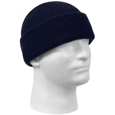 Skullies & Beanies Winter Knit Watch Cap 100% Wool Genuine GI Military Made in USA - Color Navy Blue - C918I2S8677 $21.37