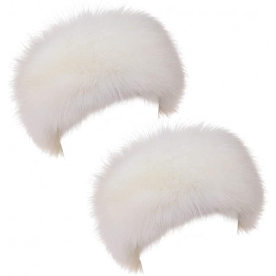 Cold Weather Headbands Womens Faux Fur Headband Winter Earwarmer Earmuff Hat Ski - White+white 2pcs - CR18XNOQ0ED $34.06