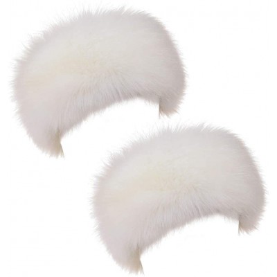 Cold Weather Headbands Womens Faux Fur Headband Winter Earwarmer Earmuff Hat Ski - White+white 2pcs - CR18XNOQ0ED $15.04