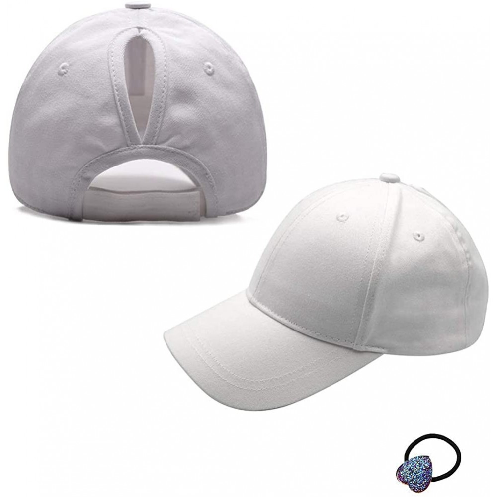 Baseball Caps Cotton Adjustable Baseball Cap High Messy Bun Ponytail Mesh Tracker Hats for Women - White - CL18DHDZKM4 $11.49