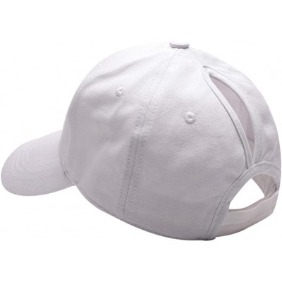 Baseball Caps Cotton Adjustable Baseball Cap High Messy Bun Ponytail Mesh Tracker Hats for Women - White - CL18DHDZKM4 $11.49