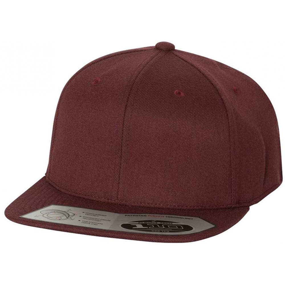 Baseball Caps One Ten Flat Bill Snapback Cap - 110F - Maroon - CT1866ZORM3 $8.15