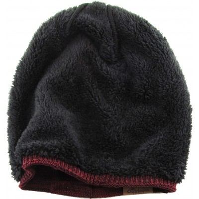 Skullies & Beanies Super Warm Slouchy Fleeced Long Beanie Warm Fur Lined Winter Knit Hat Thick Skull Cap - CF18GL7LON0 $13.42