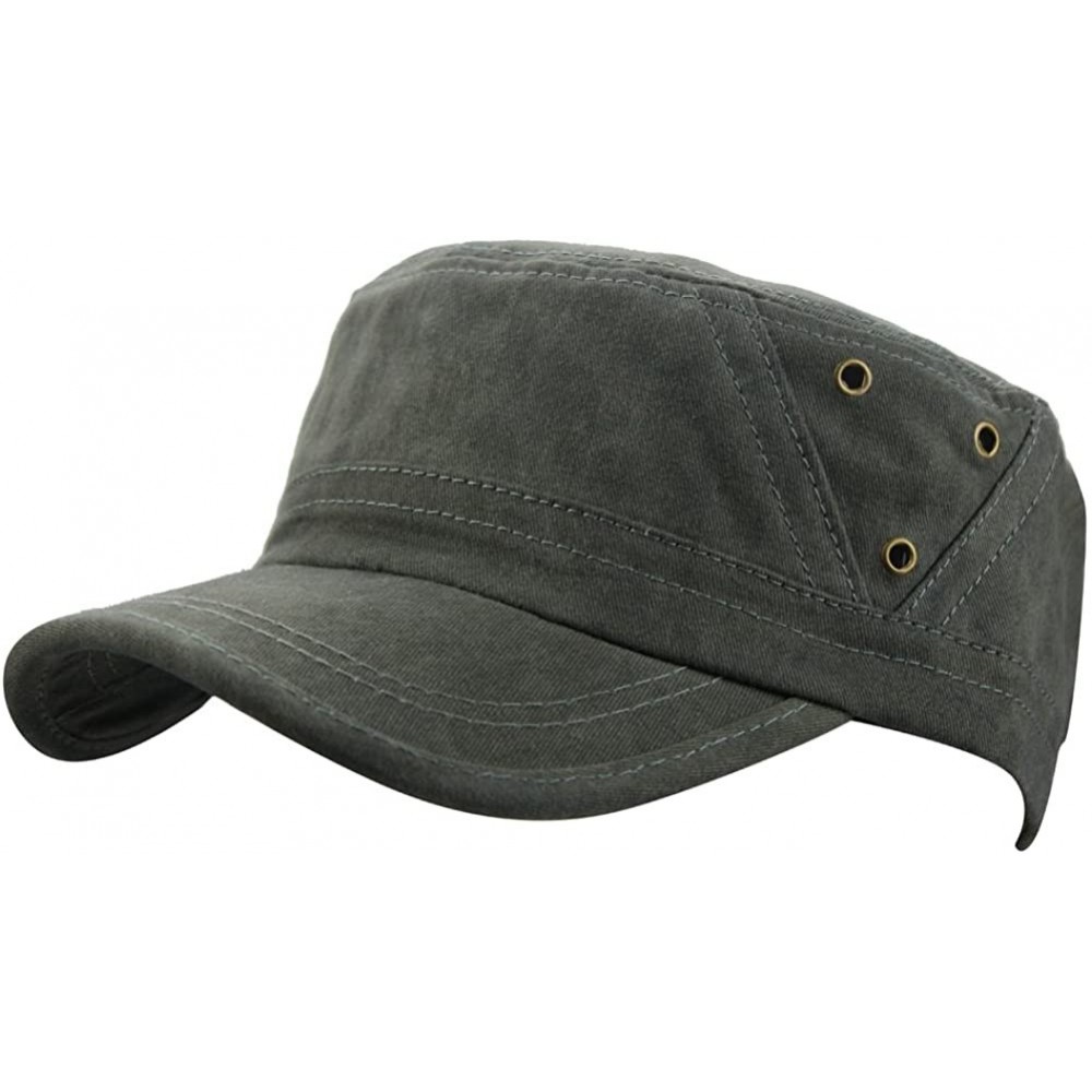 Baseball Caps Men's Cotton Flat Top Baseball Twill Army Millitary Corps Running Hat Cap Visor - Army Green - C412FVT7LEJ $8.68