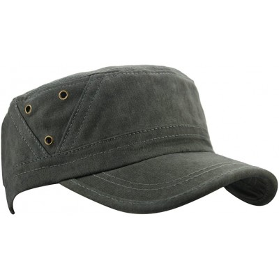 Baseball Caps Men's Cotton Flat Top Baseball Twill Army Millitary Corps Running Hat Cap Visor - Army Green - C412FVT7LEJ $8.68