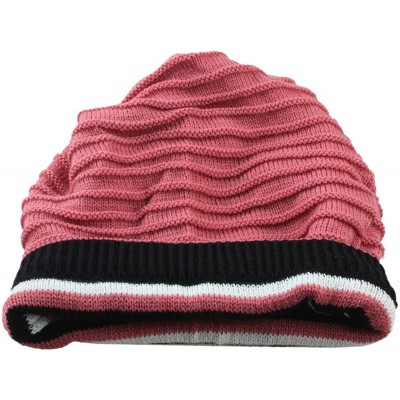 Skullies & Beanies Unisex Slouchy Beanie Hat Stripe Knit Cap Loop Scarf Neckerchief Dreadlocks - 018-pink - C0129TC7G6R $9.58