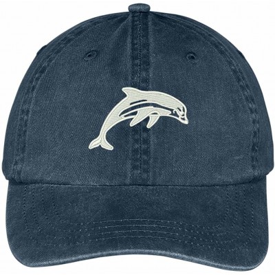 Baseball Caps Dolphin Embroidered Animal Series Low Profile Washed Cotton Cap - Navy - C312I2JKDGD $19.63