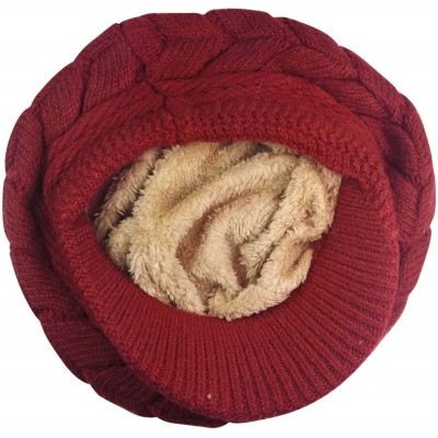 Skullies & Beanies Womens Winter Hat Girls Warm Outdoor Wool Knit Crochet Snow Cap - Red - CA12NSWLH50 $9.95