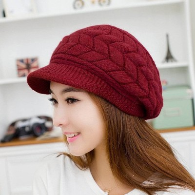 Skullies & Beanies Womens Winter Hat Girls Warm Outdoor Wool Knit Crochet Snow Cap - Red - CA12NSWLH50 $9.95