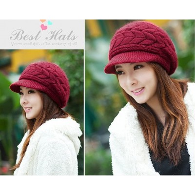 Skullies & Beanies Womens Winter Hat Girls Warm Outdoor Wool Knit Crochet Snow Cap - Red - CA12NSWLH50 $9.95