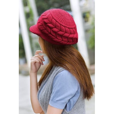 Skullies & Beanies Womens Winter Hat Girls Warm Outdoor Wool Knit Crochet Snow Cap - Red - CA12NSWLH50 $9.95