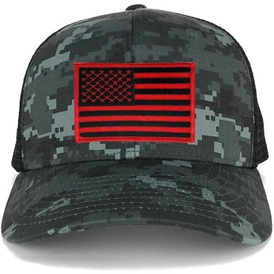 Baseball Caps US American Flag Embroidered Patch Adjustable Camo Trucker Cap - NTG-Black - Black Red Patch - CM12N3440AS $18.24