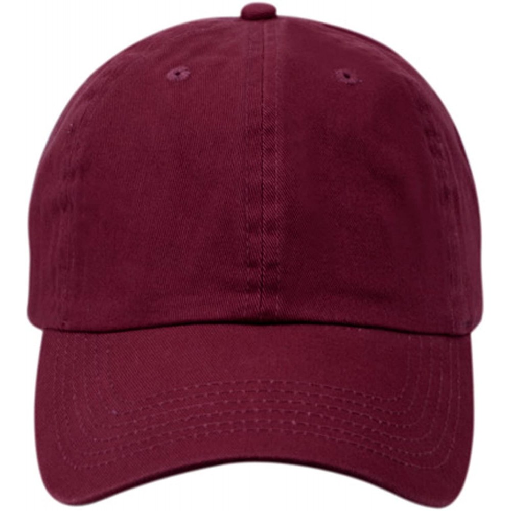 Baseball Caps Washed Low Profile Cotton and Denim Baseball Cap - Burgundy - C012NT5TQQ2 $10.73