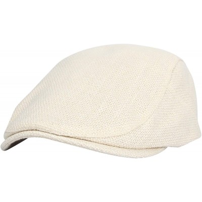 Newsboy Caps Ivy Cap Straw Weave Linen-Like Cotton Cabbie Newsboy Hat MZ30038 - Ivory - CS18R2COML0 $12.59