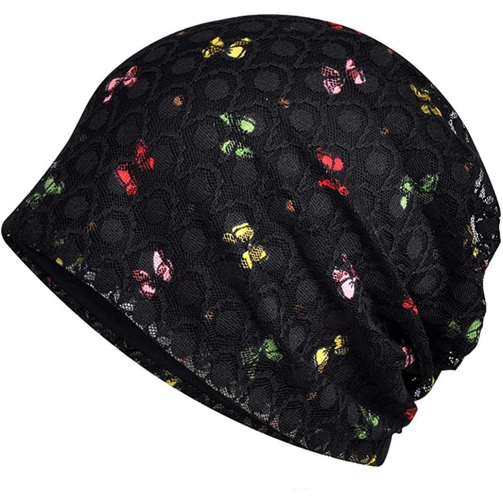 Skullies & Beanies Cotton Slouchy Beanie Hat Hair Covers Soft Night Sleep Cap for Women - Black Hudie - C518R8TU34G $10.10