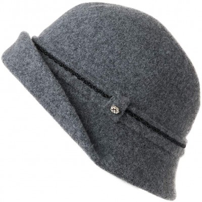 Berets Womens Wool Blend Winter Bucket 1920s Vintage Derby Hat Fedora Round Fall Bowler 55-59cm - 00090-grey - CF18YKZRK96 $3...
