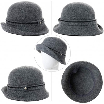 Berets Womens Wool Blend Winter Bucket 1920s Vintage Derby Hat Fedora Round Fall Bowler 55-59cm - 00090-grey - CF18YKZRK96 $1...