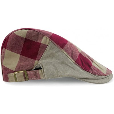 Newsboy Caps Checker Check Plaid Tartan Newsboy Beret Cap Hat FFH032 - Ffh273red Red - C211YU0DBNV $17.21