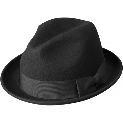 Fedoras Mens Conversation Piece Pinch Front Felt Fedora - Black - C912N1JJ3SO $45.87