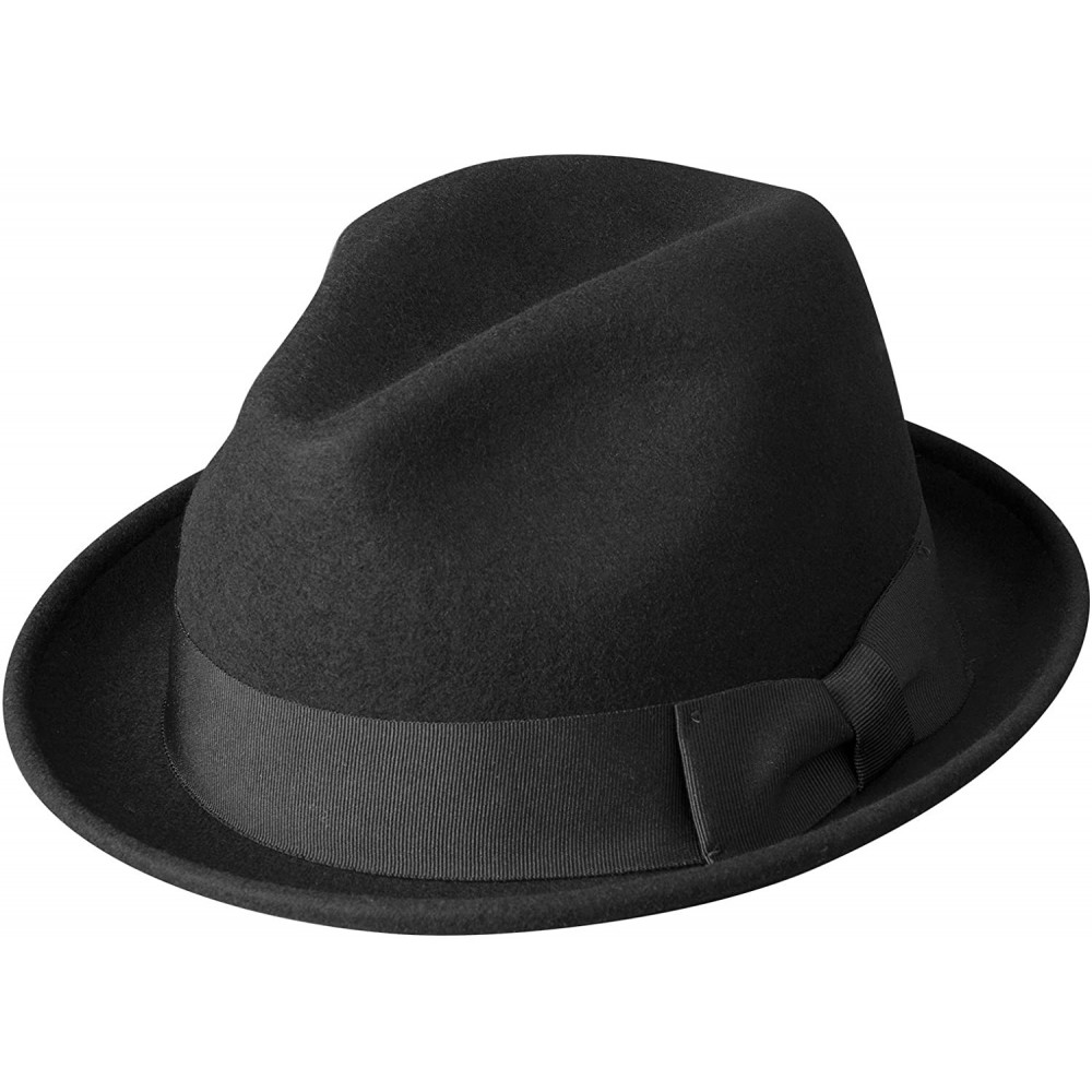 Fedoras Mens Conversation Piece Pinch Front Felt Fedora - Black - C912N1JJ3SO $45.87