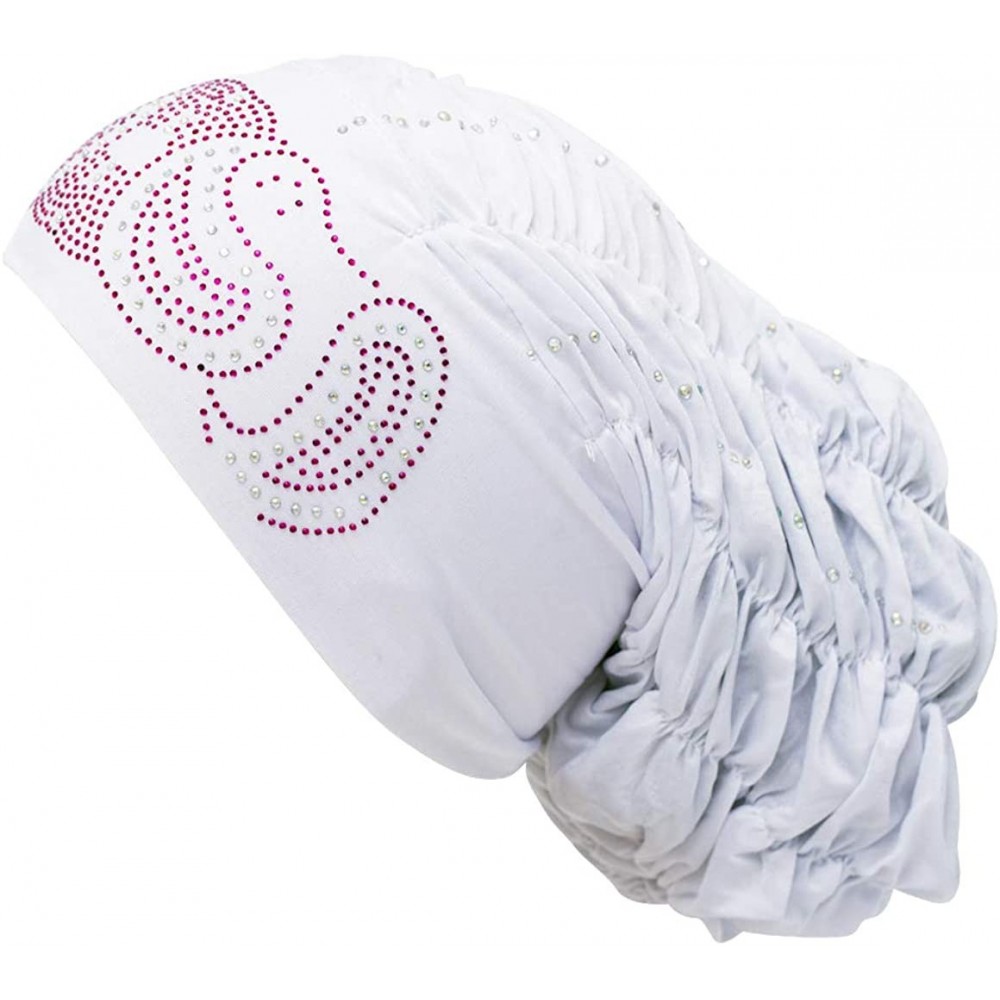 Skullies & Beanies Royal Snood Underscarf Beanie Hijab Cap Ruched with Rhinestones - White - CU18OUL8L69 $12.05