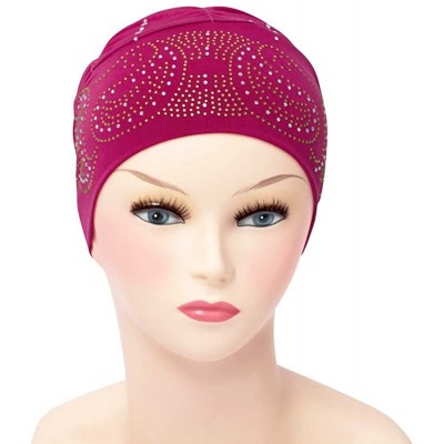 Skullies & Beanies Royal Snood Underscarf Beanie Hijab Cap Ruched with Rhinestones - White - CU18OUL8L69 $12.05