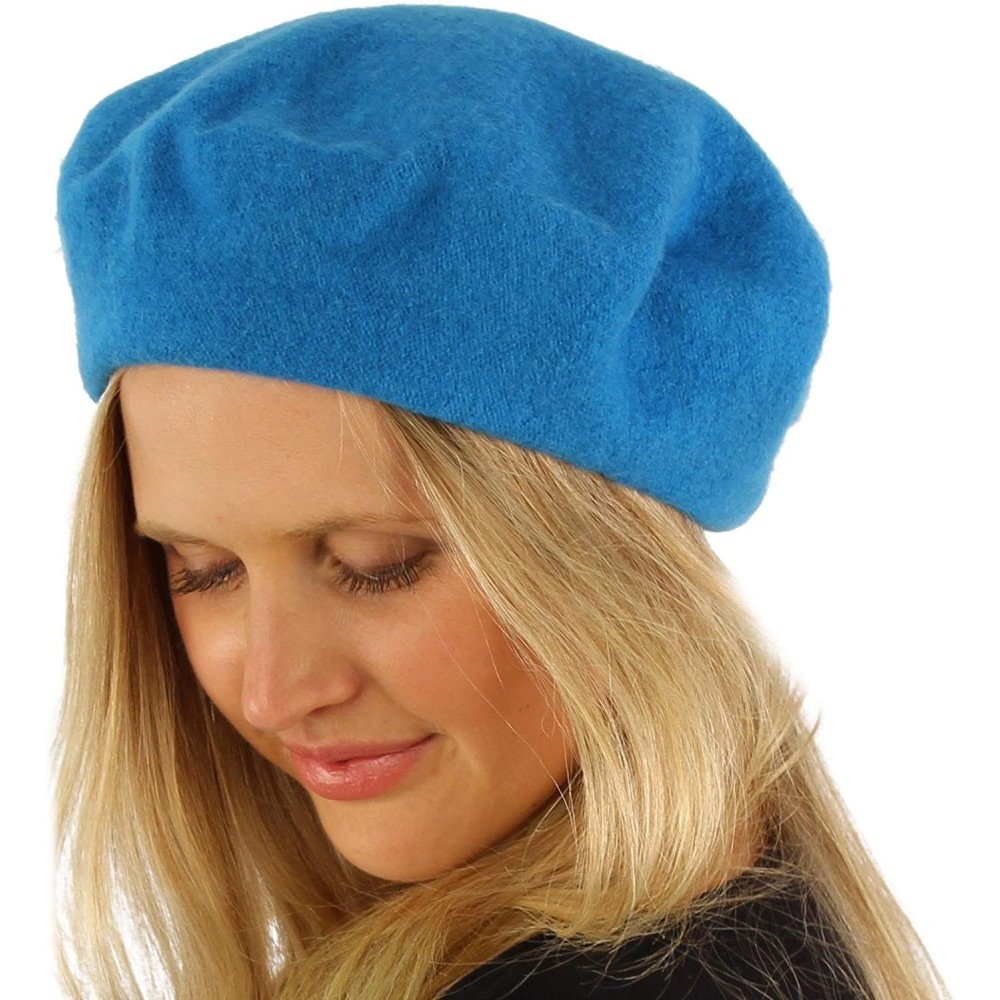 Berets Classic Winter 100% Wool Warm French Art Basque Beret Tam Beanie Hat Cap - Turquoise - C911P28W2HL $11.11