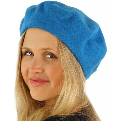 Berets Classic Winter 100% Wool Warm French Art Basque Beret Tam Beanie Hat Cap - Turquoise - C911P28W2HL $11.11