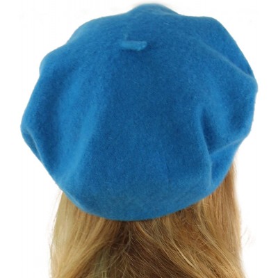 Berets Classic Winter 100% Wool Warm French Art Basque Beret Tam Beanie Hat Cap - Turquoise - C911P28W2HL $11.11