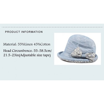 Bucket Hats Women's Foldable Floral Bucket Hat Rolled Brim with Bowknot - Blue - CR182DZ0HOW $13.21