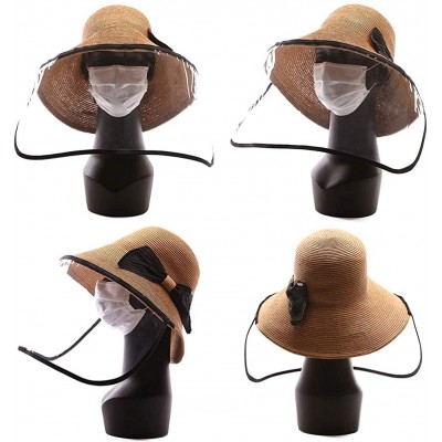 Sun Hats Removable Protective Hat UPF50 Summer Sun Hat for Women Beach Wide Brim Straw Fedora Floppy Panama String - CG199ICZ...