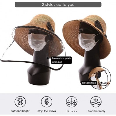 Sun Hats Removable Protective Hat UPF50 Summer Sun Hat for Women Beach Wide Brim Straw Fedora Floppy Panama String - CG199ICZ...