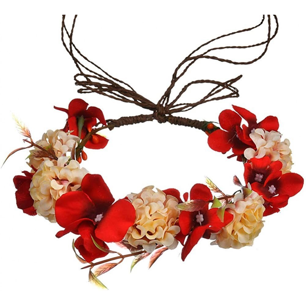 Headbands Adjustable Flower Crown Festivals Headbands Garland Girls Hair Wreath - B0red - CI18R3DEEML $16.36